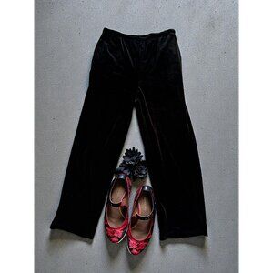 TALBOTS Black Velvet Straight Leg Dress Pants Size Small Petite